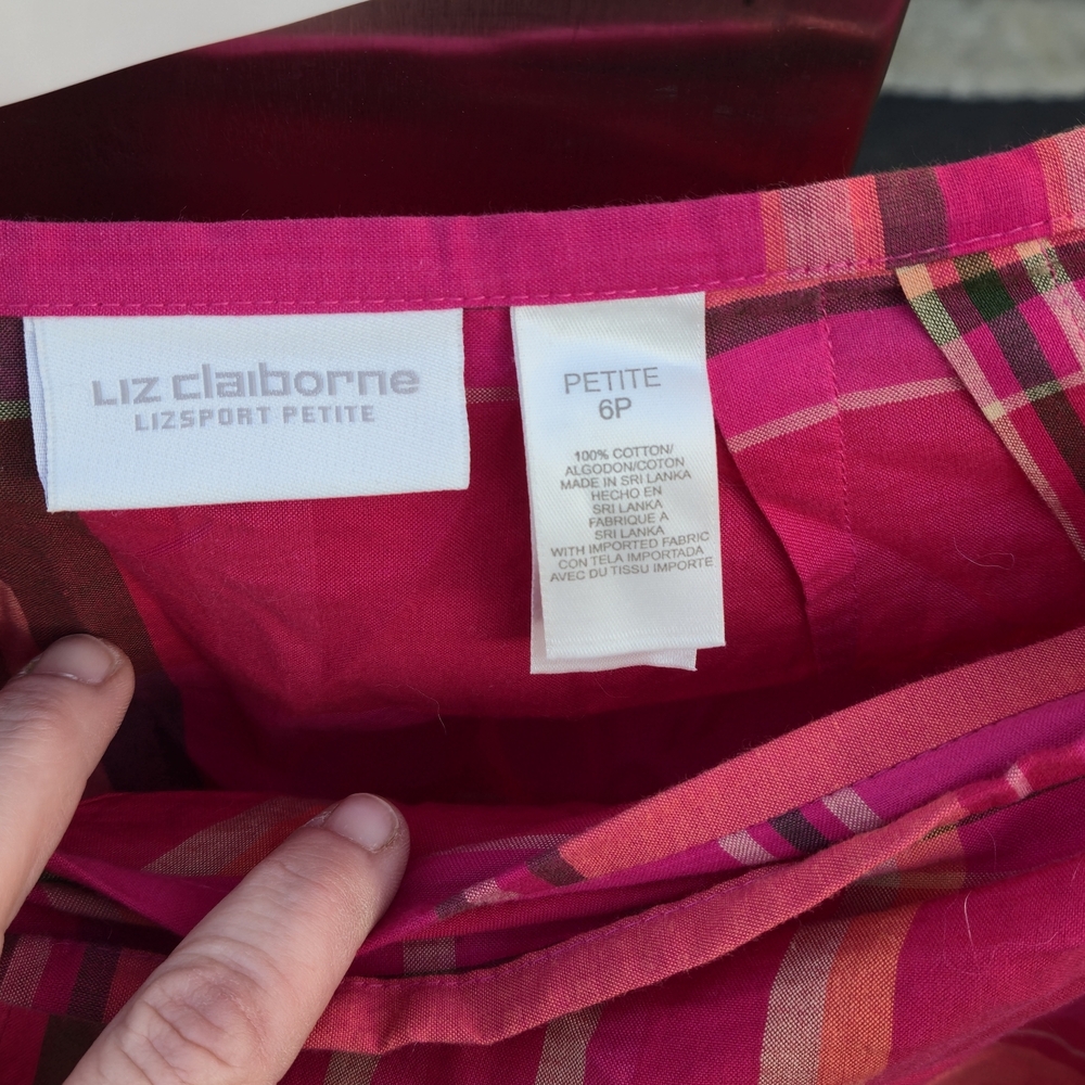 Liz Claiborne Hot Pink Plaid Cotton Skirt